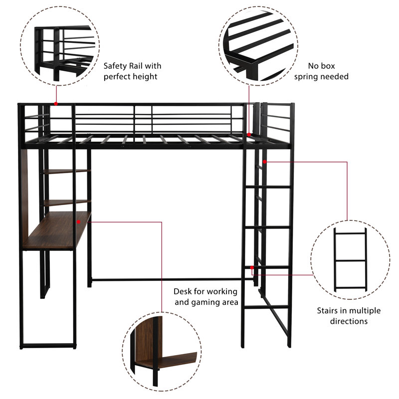 Bottesford loft bed with desk discount